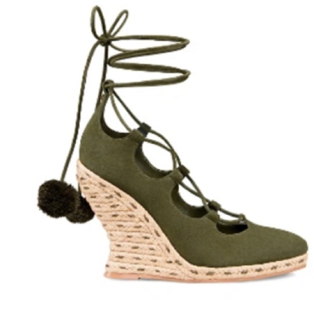 Tory Burch HEATHER WEDGE LACE-UP ESPADRILLE IN LECCIO